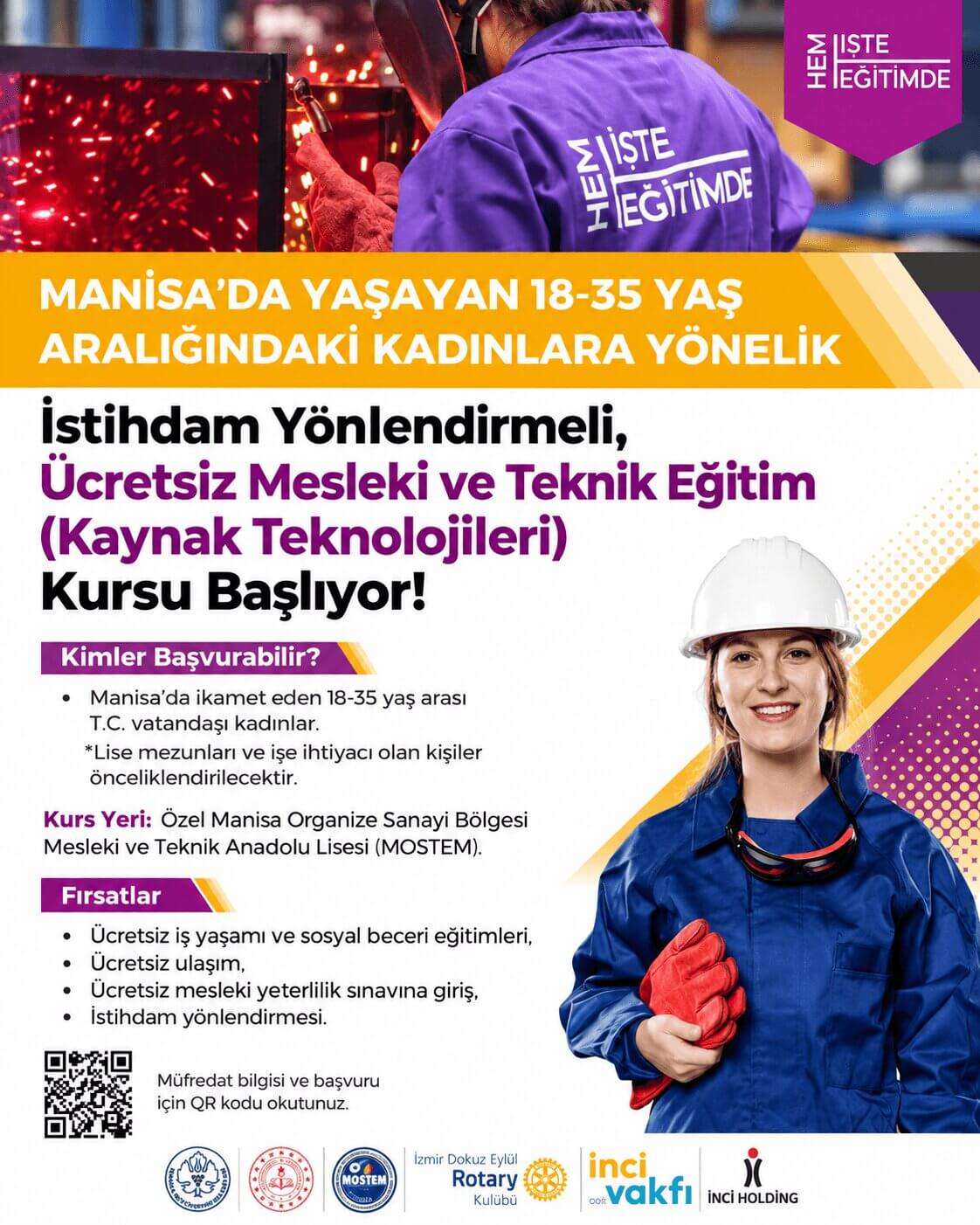 Kadınlara Ücretsiz Kaynak Teknolojileri Kursu