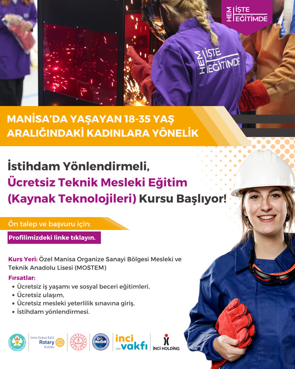 Manisa'da Kadınlara Yönelik Ücretsiz Kaynak Teknolojileri Kursu Başlıyor